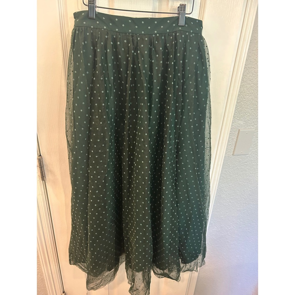 Ivy City Co Brigitte Skirt Emerald Green Flocked Dot Tulle Midi‎ Skirt BSIM24120